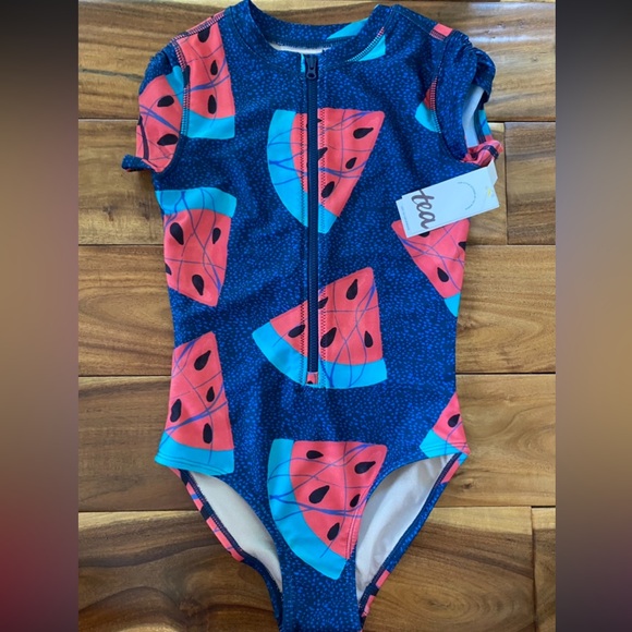 Tea Collection Other - Tea Collection Girls Watermelon Rashguard One Piece Swimsuit Size 8- NEW